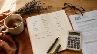 Emerytura opiekunki - kobieta sprawdza dokumenty ZUS przy stole 2026
